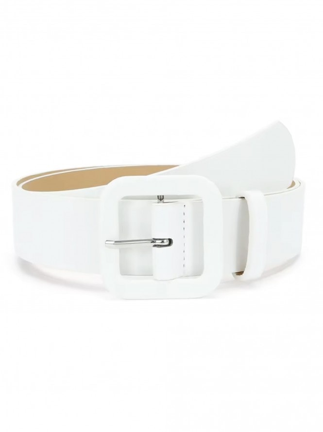 Large Faux Leather Belt White