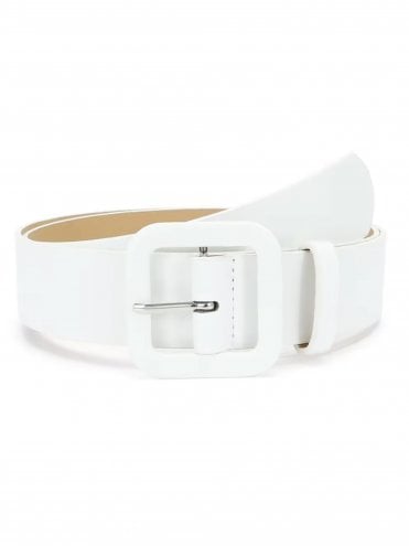 Large Faux Leather Belt White