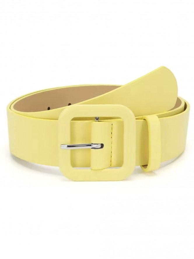 Large Faux Leather Belt Yellow