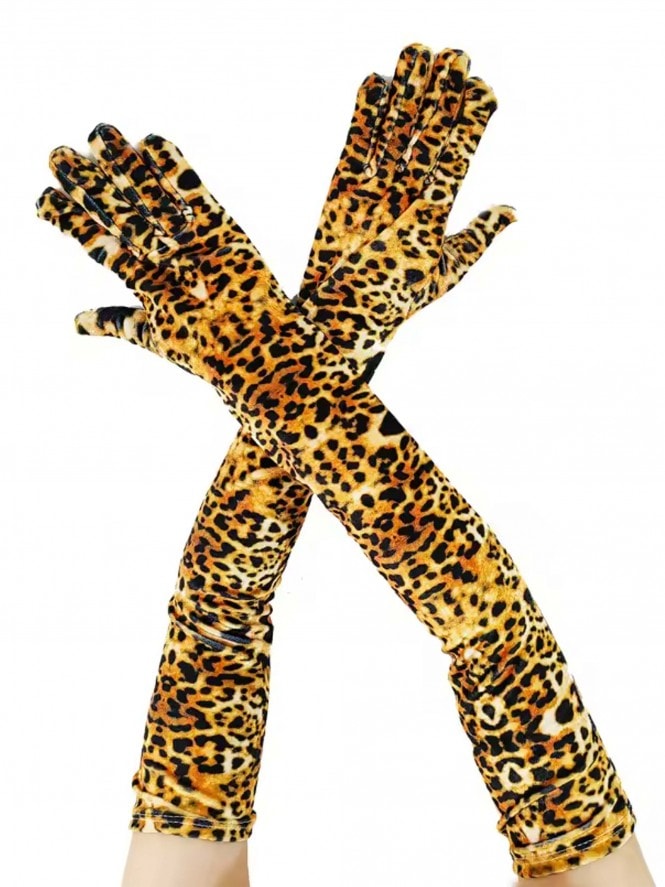 Leopard Velvet Opera Gloves