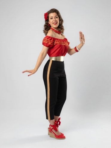 Black Gold 1950s Matador Pants Cropped high-waist trousers with retro trim detail