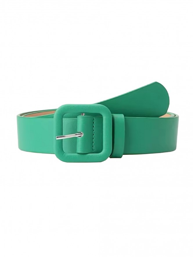 Medium Faux Leather Belt Green