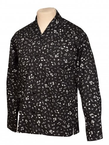 Men Long-Sleeved Music Note Shirt
