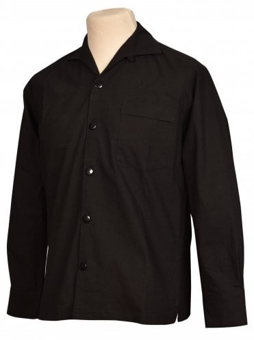 Men Long-Sleeved Shirt Linen-Look Black