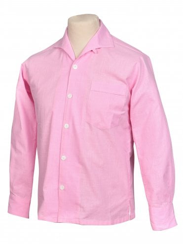Men Long-Sleeved Shirt Linen-Look Pink