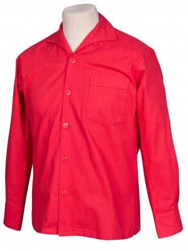 Men Long-Sleeved Shirt Linen-Look Red