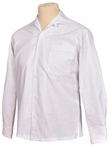 Men Long-Sleeved Shirt Linen-Look White
