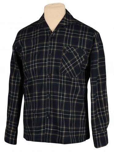 Men Long-Sleeved Tartan Dark Navy Shirt