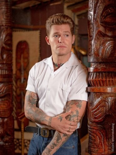Men Short-Sleeved Shirt Linen-Look White