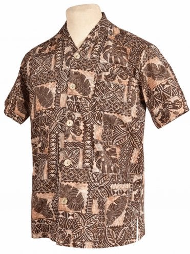 Men Short-Sleeved Shirt Tapa Brown