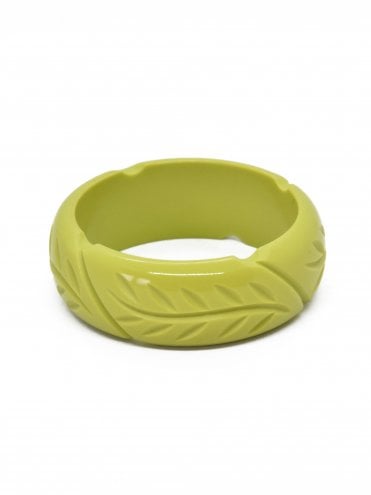 Midi Leaf Carved Bangle Chartreuse