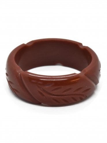 Midi Leaf Carved Bangle Cinnamon
