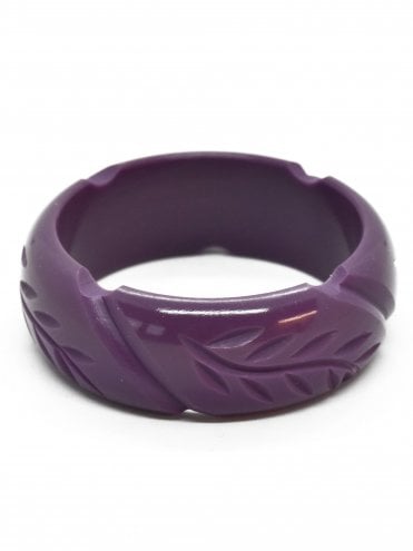 Midi Leaf Carved Bangle Clematis