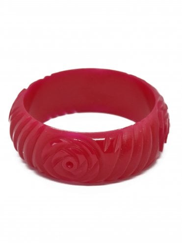 Midi Rose Carved Bangle Raspberry