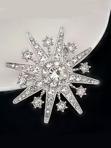 Midnight Sparkle Snowflake Brooch