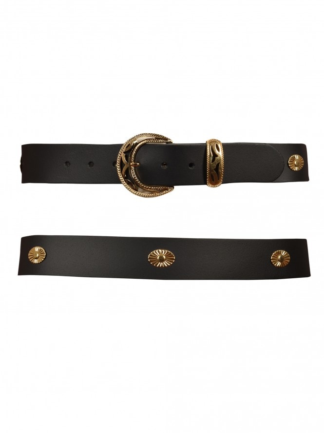 Moon Rivet Black Leather Belt