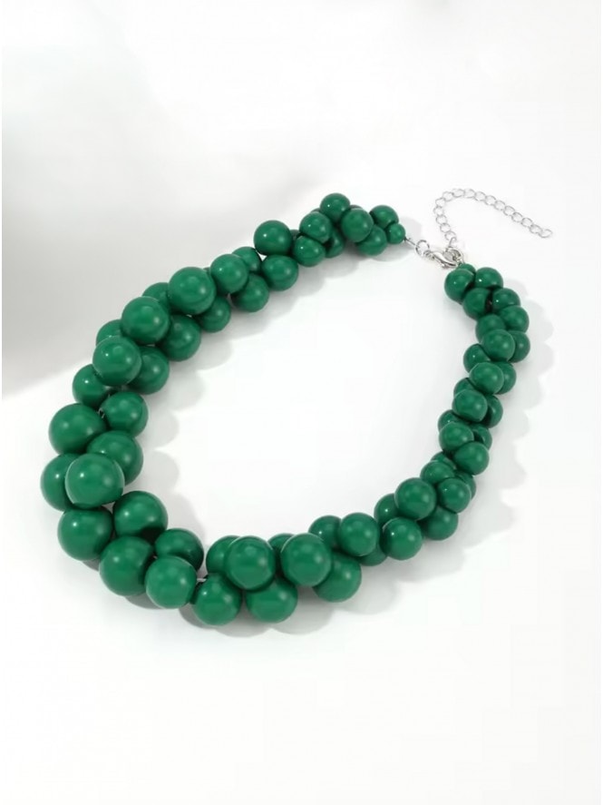 Multi Size Beads Necklace Green