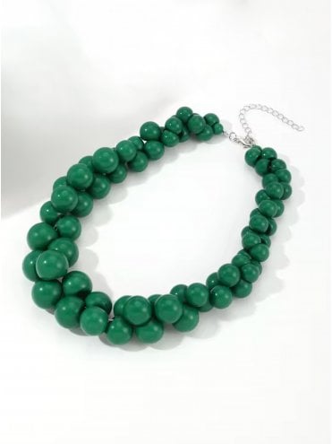 Multi Size Beads Necklace Green