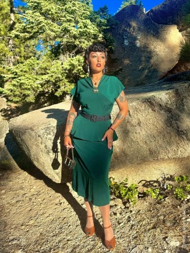 Nadine 1940s Dress Bottle Green
