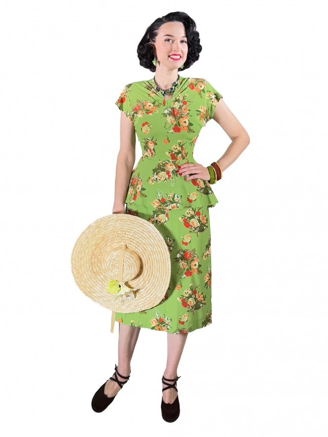 Nadine 1940s Dress Gardener Green