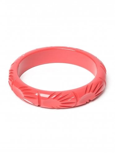 Narrow Hibiscus Heavy Carve Bangle