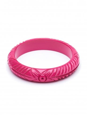 Narrow Iris Pink Heavy Carve Fakelite Bangle