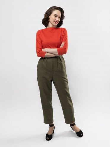 Natalie Trousers Wool Military Green