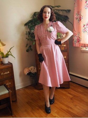 Nazare Dress Cerise Gingham