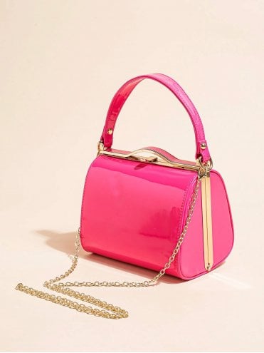 New Evening Audrey Patent Handbag Hot Pink