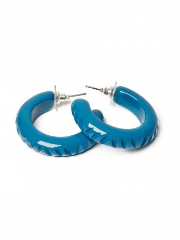 Peacock Heavy Carve Hoop Earrings