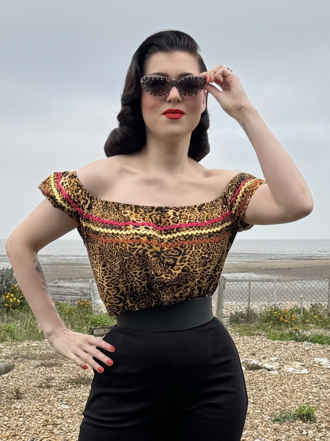 Peasant Top Classic Leopard Triple Coloured Trim