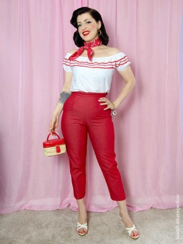 Pedal Pushers Denim Red