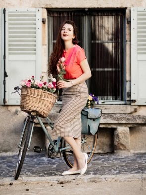 Pencil Skirt Apricot Check