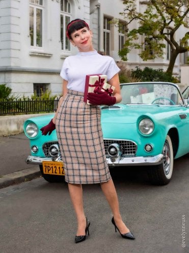 50s-1950s-Vivien-of-Holloway-Best-Vintage-Reproduction-Pencil-Skirt-Heather-Tartan-Print-Rockabilly-Swing-Pinup