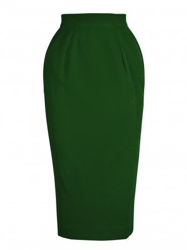 Pencil Skirt Bottle Green Velvet