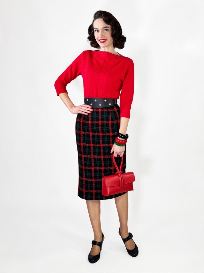 Pencil Skirt Boucle Tartan