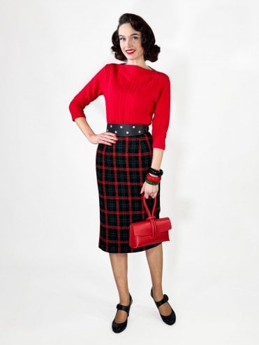 Pencil Skirt Boucle Tartan