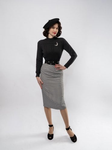 50s-1950s-Vivien-of-Holloway-Best-Vintage-Style-Reproduction-Pencil-Dogtooth-Black-White-Rockabilly-Swing-Pinup