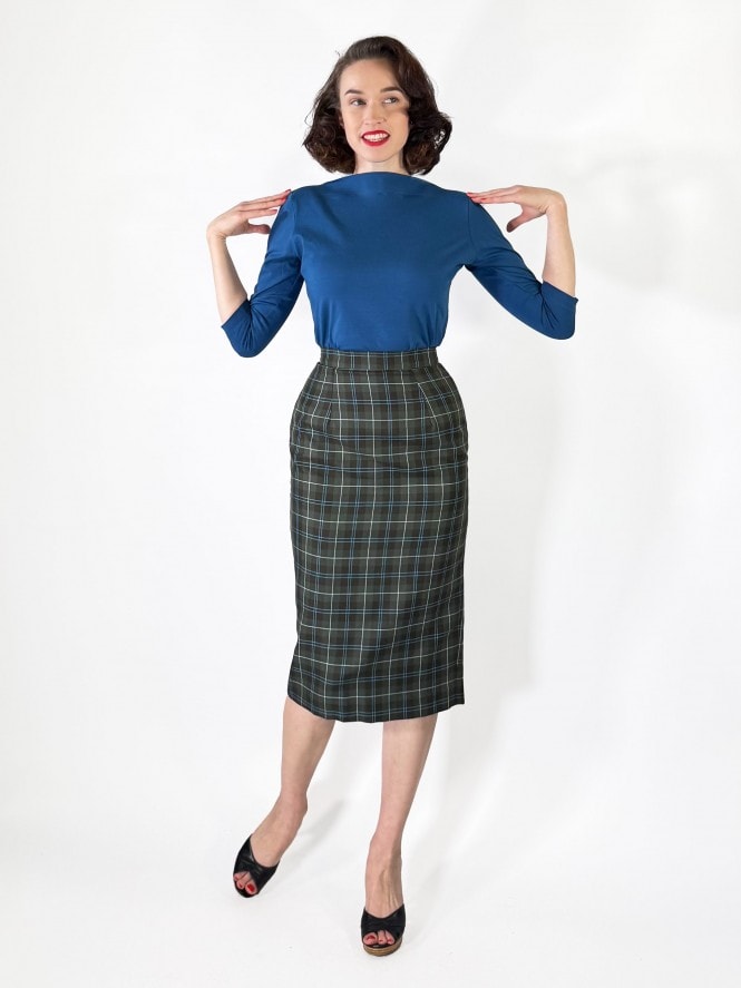 Pencil Skirt Olive Tartan