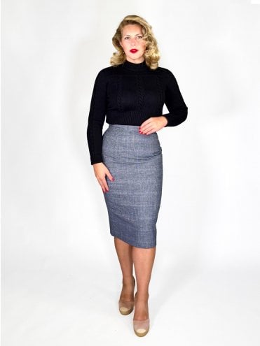 50s-1950s-Vivien-of-Holloway-Best-Vintage-Style-Reproduction-Pencil-Prince-of-Wales-Blue-Rockabilly-Swing-Pinup