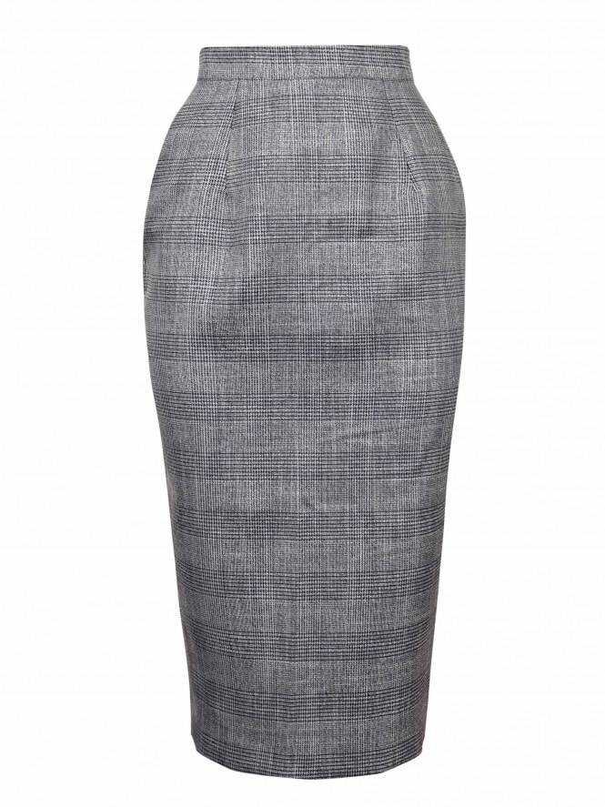 Pencil Skirt Prince of Wales Navy Sparkle