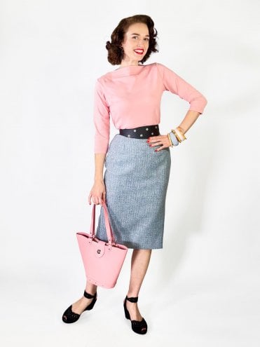 Pencil Skirt Wool Sky