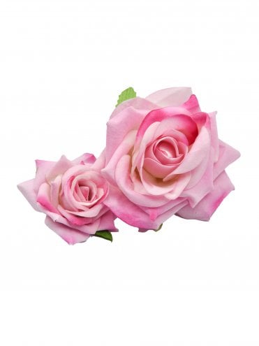 Pink Double Rose Hair Clip