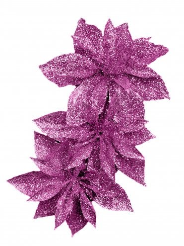 Purple Glitter Triple Poinsettia Hair Flower