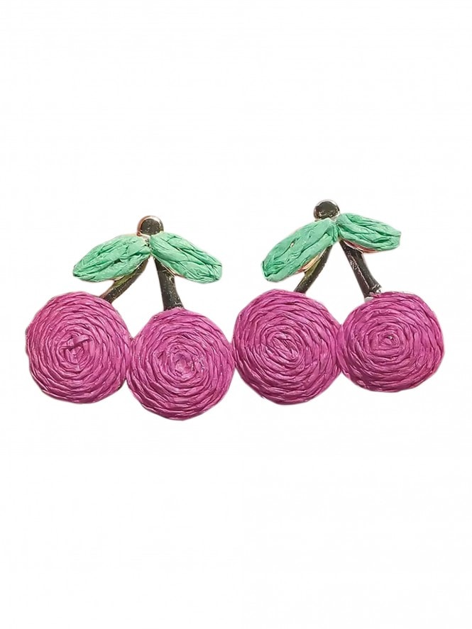 Raffia Cerise Cherry Earrings