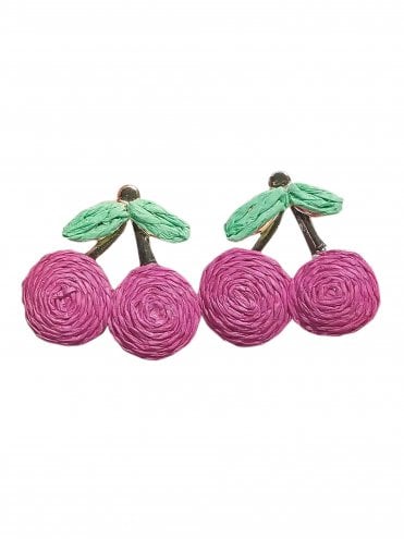 Raffia Cerise Cherry Earrings