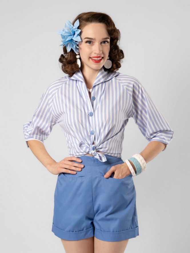 Raglan Blouse Candy Stripe Blue