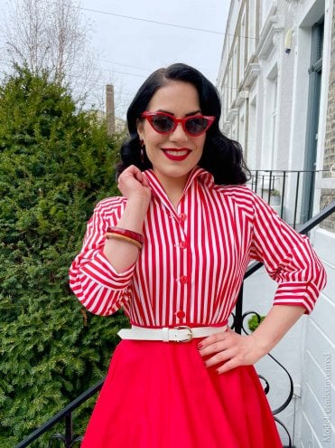 Raglan Blouse Candy Stripe Red