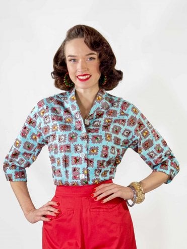 Raglan Blouse Christmas Blue