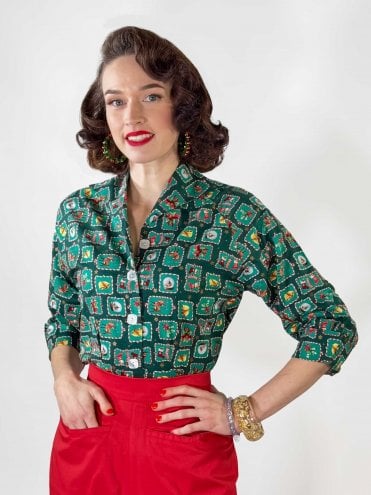 Raglan Blouse Christmas Green